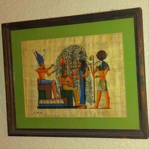 Vintage Framed Original Egyptian Papyrus Painting - Framed Wall Art *RARE*!